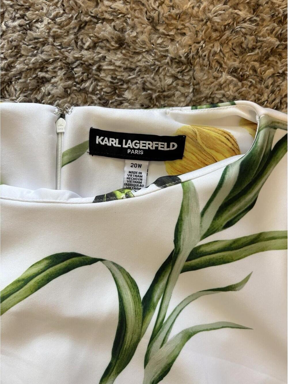 Karl Lagerfeld Paris Floral White Colorful Dress Knee Length Women's Size 20W - Picture 7 of 10